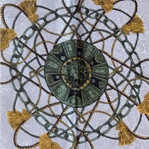 Vintage Lion And Tassel Medallion Print Scarf - Picture 4 of 11